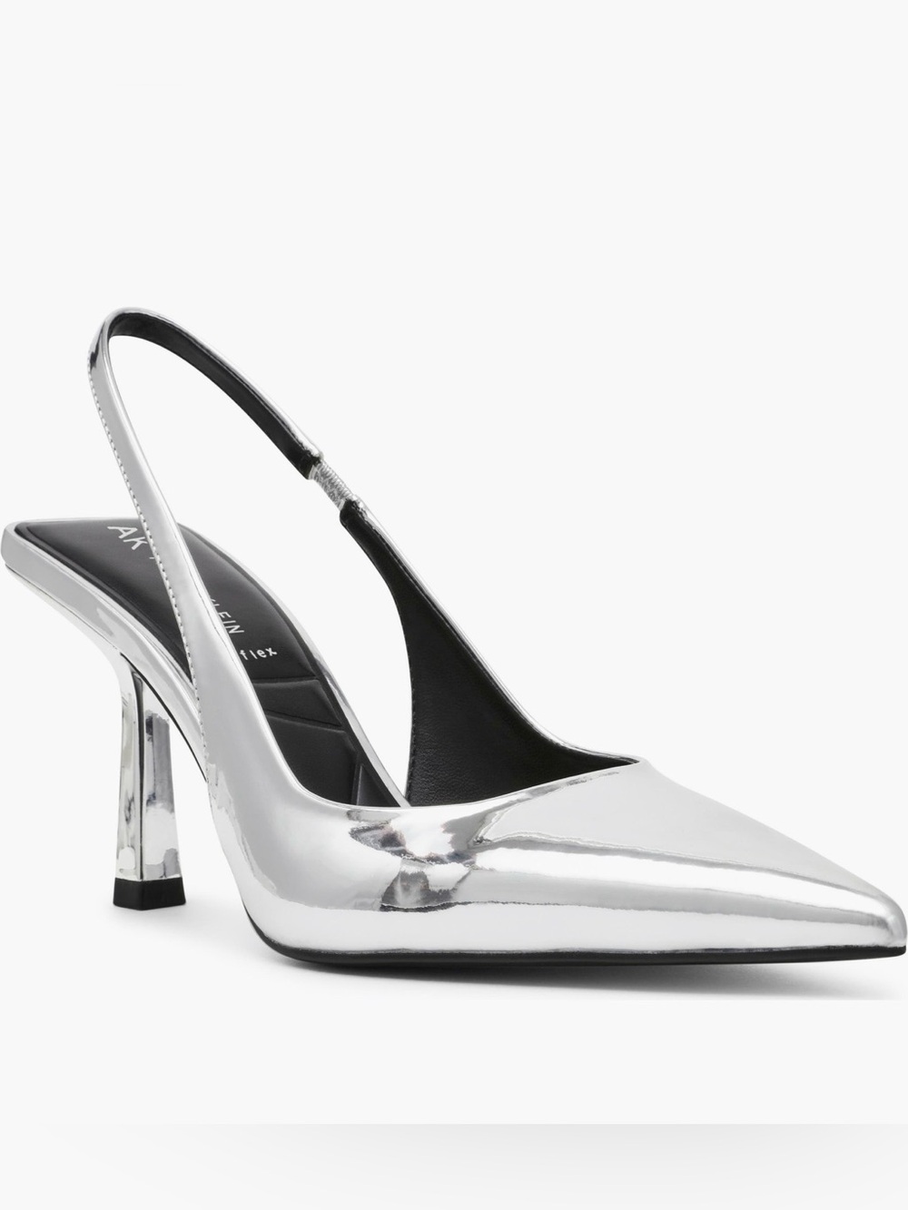 Anne Klein Metallic Silver Slingback Pointed-Toe Pump